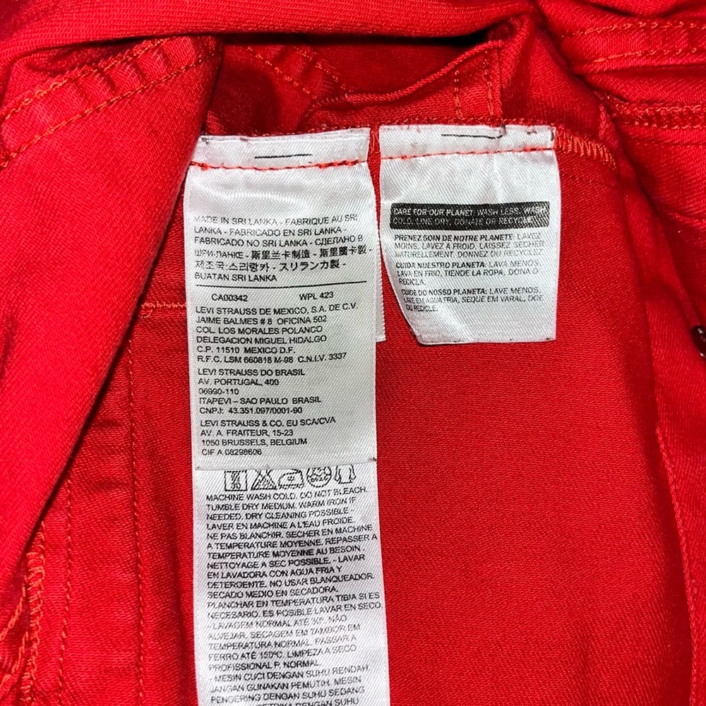 LEVIS Red Denim Jacket SZ s - Picture 6 of 10